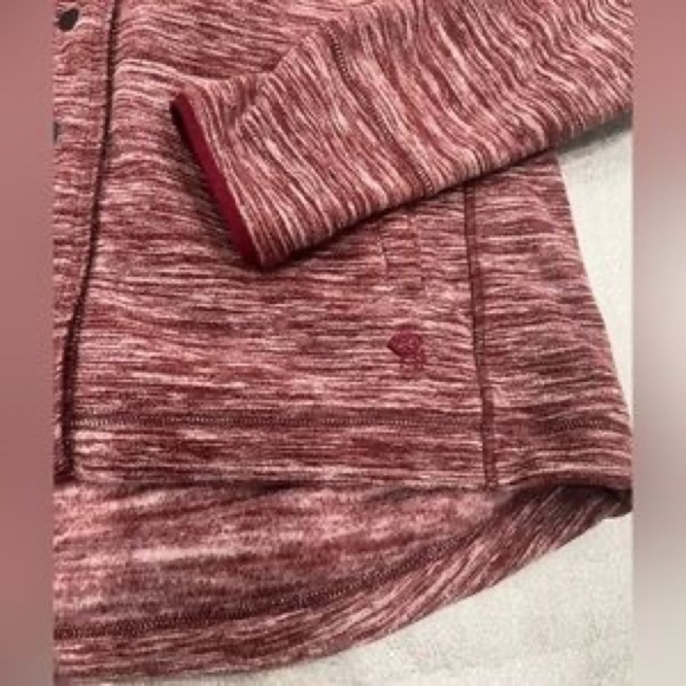 Marled Hooded Snap-Front Knit Jacket in Burgundy - Picture 2 of 4